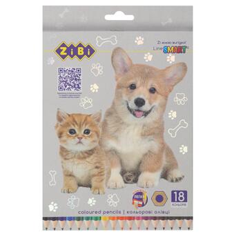 Олівці кольорові ZiBi Dogs&Cats шестигранні 18 кольорів (ZB.2428) фото №1