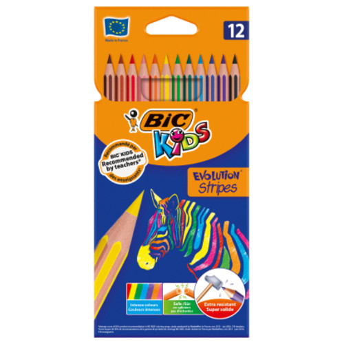 Олівці кольорові BIC Evolution Stripers 12 шт (bc9505221) фото №1