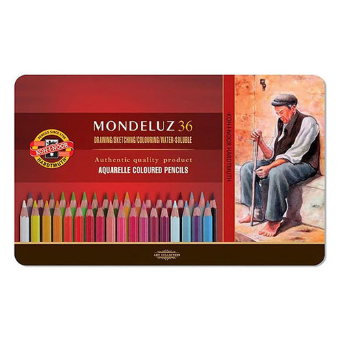Набір акварельних олівців Koh-i-Noor Mondeluz 36 кольорів металевий пенал (3725) фото №1