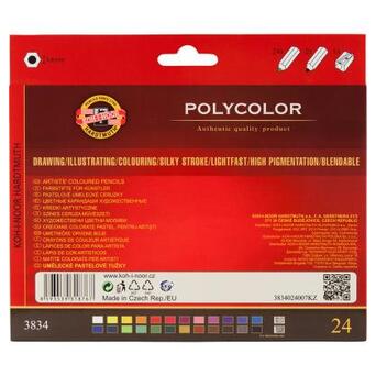 Олівці кольорові Koh-i-Noor Polycolor художні 24 кольора (3834) фото №2