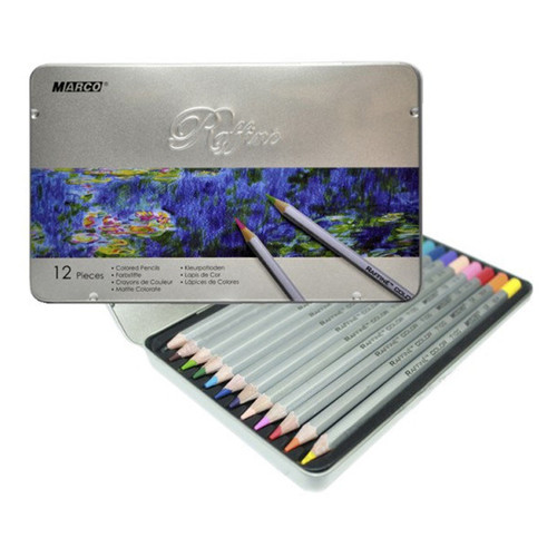 Набір кольорових олівців Marco Raffine 12 кольорів металевий пенал (558650100) фото №1