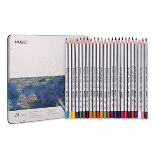 Набір кольорових олівців Marco Raffine 24 кольори металевий пенал (558650099) фото №2
