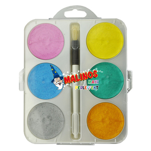 Фарби акварельні перламутрові Malinos Maxi Perleffekt 6 кольорів (MA-300014) фото №1