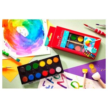Акварельные краски Faber-Castell 2 цвета (d 30 мм) с кисточкой (125018) фото №5