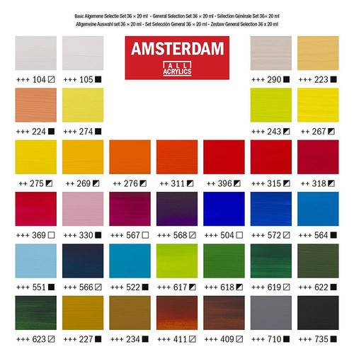 Набір акрилових фарб Royal Talens Amsterdam Standart General Set 36 кольорів по 20 мл фото №3