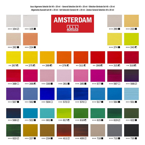 Набір акрилових фарб Royal Talens Amsterdam Standart General Set 48 кольорів по 20 мл фото №3