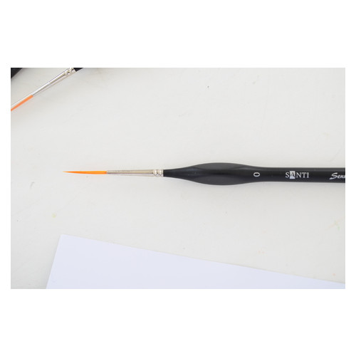 Кисть худож. синтетика Santi Sensation Коротка ручка з вигином, лайнер 0 (310761) фото №2