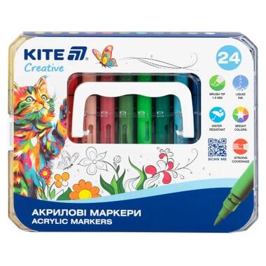 Художественные маркеры Kite набор акриловых с жидкими чернилами, 24 цвета (K-1162) фото №1