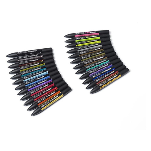 Набор двухсторонних маркеров Winsor&Newton Mixed Marker Set 24 цвета + сумка пенал (884955043363) фото №4