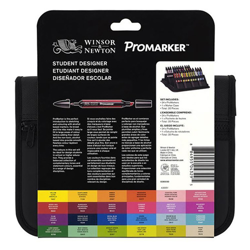Набор двухсторонних маркеров Winsor&Newton Promarker Student Designer 24 цвета + сумка пенал (884955043295) фото №3