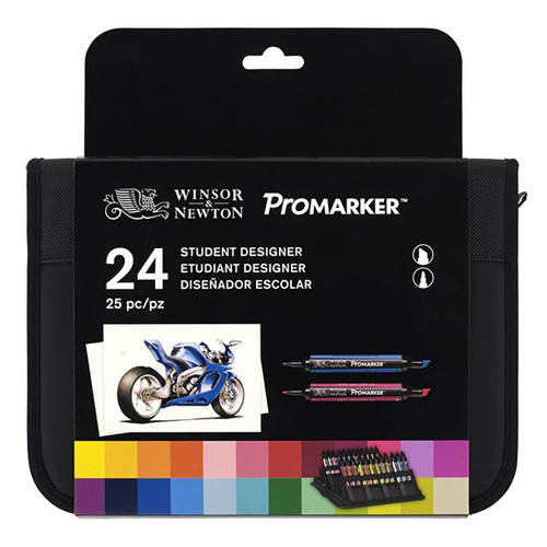 Набор двухсторонних маркеров Winsor&Newton Promarker Student Designer 24 цвета + сумка пенал (884955043295) фото №1