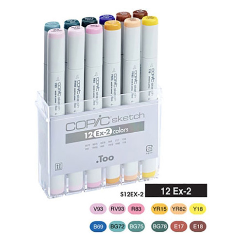 Набор двухсторонних маркеров Copic Sketch EХ-2 12 цветов фото №1
