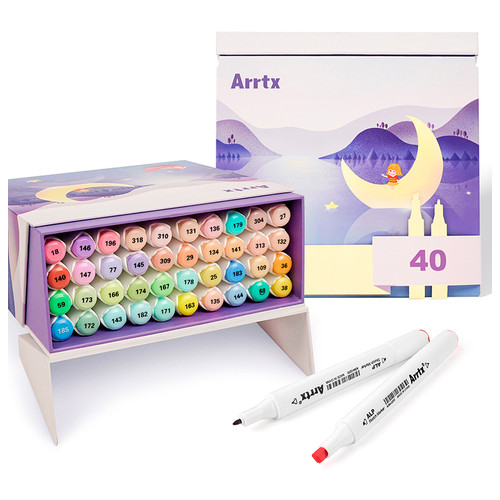 Спиртові маркери Arrtx Alp ASM-02-PT01 40 кольорів, пастельні відтінки фото №1