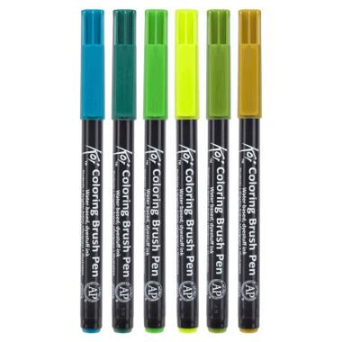 Художній маркер KOI набір Coloring Brush Pen BOTANICAL 6 кольорів (8712079448707) фото №3