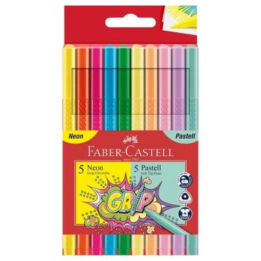 Фломастеры Faber-Castell Grip felt-tip pen neon + pastel, 10 цветов (30746) фото №1