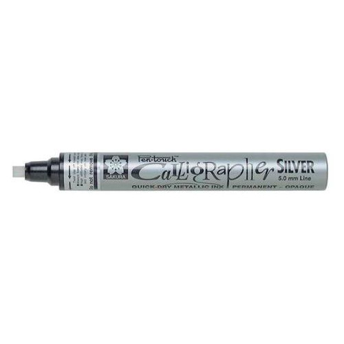 Маркер Sakura Pen-Touch Calligraphy Medium Серебро 5.0 мм фото №1