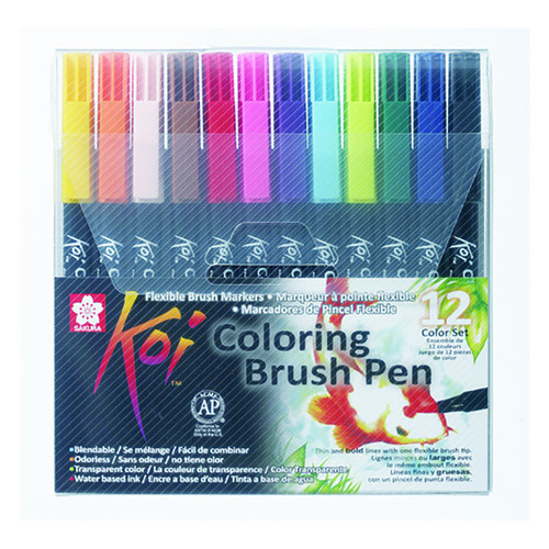 Набір акварельних маркерів Sakura KOI Coloring Brush Pen 12 кольорів (84511391772) фото №1