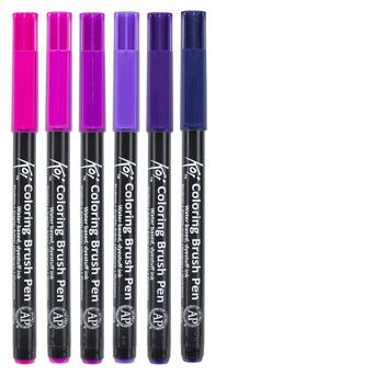 Набір акварельних маркерів Sakura KOI Coloring Brush Pen Galaxy 6 кольорів (POXBR6F) фото №1