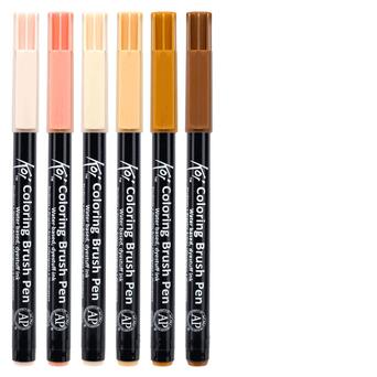 Набір акварельних маркерів Sakura KOI Coloring Brush Pen Portrain 6 кольорів (POXBR6E) фото №1