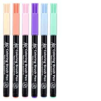 Набір акварельних маркерів Sakura KOI Coloring Brush Pen Sweets 6 кольорів (POXBR6C) фото №1