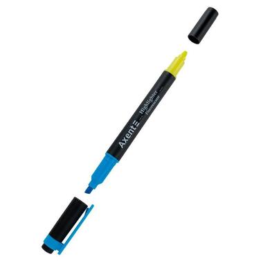 Маркер Axent Highlighter Dual 2-4 мм клиновидний блакитний+жовтий (2534-02-A) фото №1