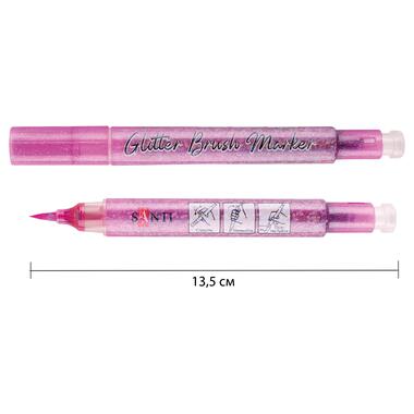Маркер акварельний SANTI Glitter Brush, пензель, 09, рожевий рай (390758) фото №1