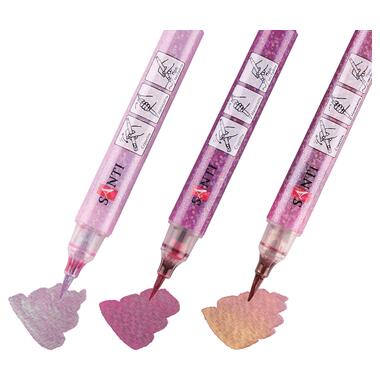 Набір маркерів акварельних SANTI Glitter Brush, відтінки рожевого, 3 шт/уп. (390773) фото №3