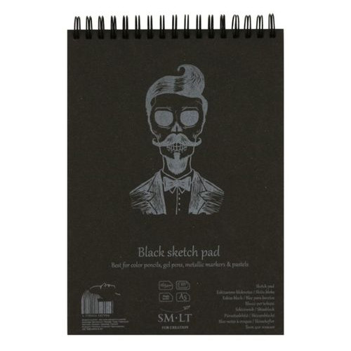 Альбом для малювання на пружині Smiltainis Authentic Black А5 (14.8х21см) 160 г/м2 20 аркушів (4770644587996) фото №1