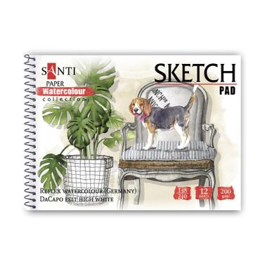 Альбом для малювання Santi для акварелі Animals А5 12 аркушів 200г/м2 (130514) фото №1