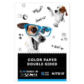 Кольоровий папір Kite двостороння Dogs 10 аркушів /10 кольорів (K22-293) фото №1