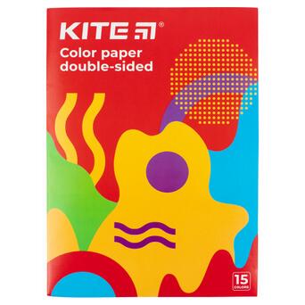 Кольоровий папір Kite двостороння Fantasy 15 аркушів /15 кольорів (K22-250-2) фото №1