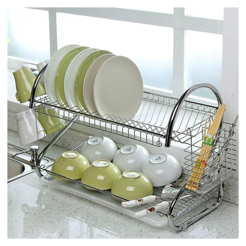 Сушилка для посуды kitchen storage rack, Серебристый фото №2