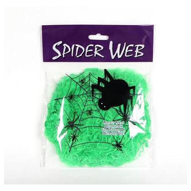Павутина з павуками на Геловін 13650 салатова 20 г 2 павуки фото №1