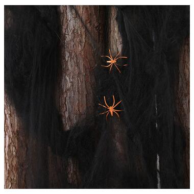 Павутина з павуками на Геловін 5220 чорна 20 г 2 павуки фото №1