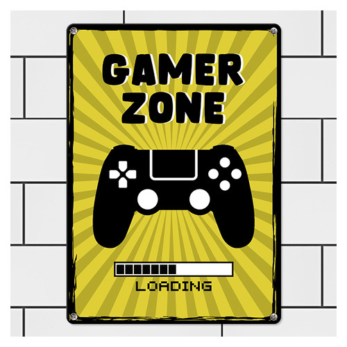 Металева табличка Gamer zone MET_20J017_WH фото №1