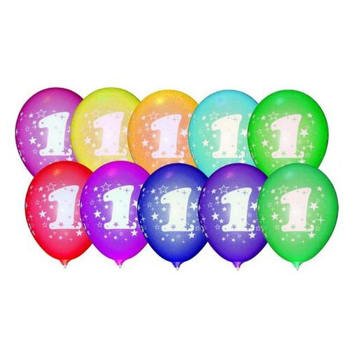 Кульки латексні Цифра 1, 10 шт (N000001549) фото №1