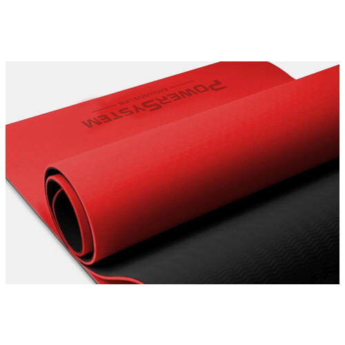 Килимок для фітнесу та йоги Power System Yoga Mat Premium PS-4060 Red фото №3