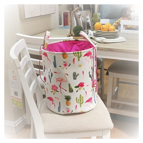 Тканевая корзина для хранения игрушек и белья с животным принтом из хлопка Berni Фламинго Белый с розовым (49147) фото №4