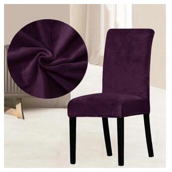 Чохол на стілець універсальний Велюровий Туреччина 10429 фіолетовий фото №2