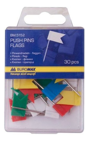 Кнопки Buromax кольорові, 30шт BM.5152 фото №1