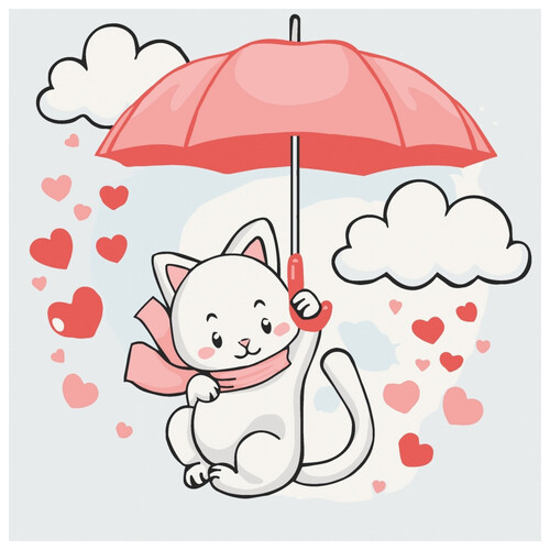 Розпис на полотні Котик із парасолькою 15568-AC 30х30 см фото №1