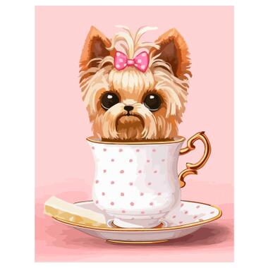 Картина за номерами Rosa Start Cute Dog in a Cup 35 х 45 см (4823098531401) фото №1