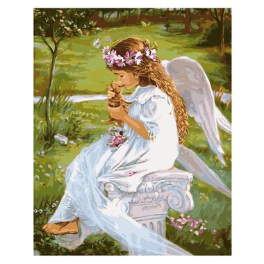 Картина за номерами Strateg Гармонія янгола з природою на кольоровому фоні розміром 40х50 см (VA-2550) фото №1