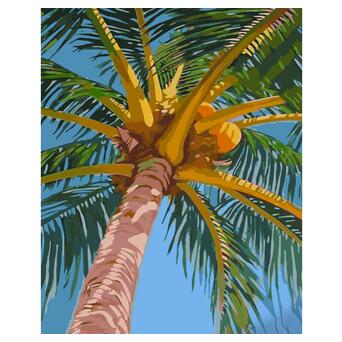 Картина за номерами Strateg ПРЕМІУМ Кокоси на пальмі розміром 40х50 см (GS712) фото №1