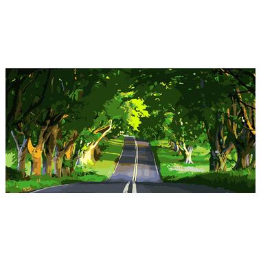 Картина за номерами Strateg ПРЕМІУМ Дорога в тіні дерев Strateg розміром 50х25 см (WW057) фото №1