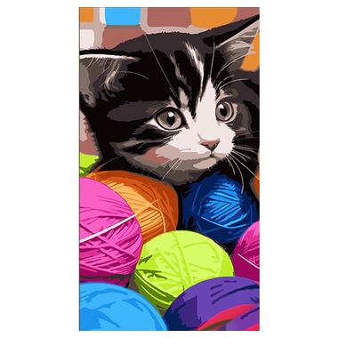 Картина за номерами Strateg М'які клубочки з кошеням розміром 50х25 см (WW224) фото №1