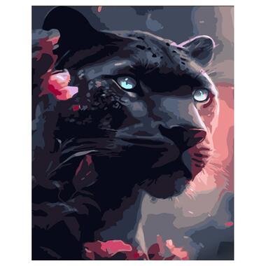 Картина за номерами Strateg ПРЕМІУМ Чорна пантера з лаком розміром 30х40 см (SS6773) фото №1
