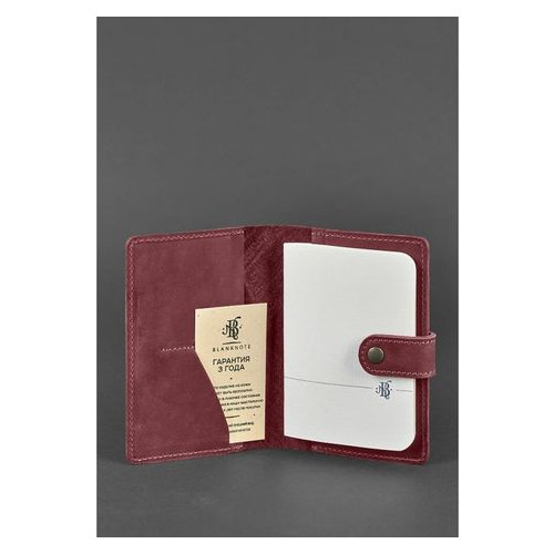 Жіноча шкіряна обкладинка для паспорта 3.0 Інді бордова Blank Note BN-OP-3-vin-ls фото №2