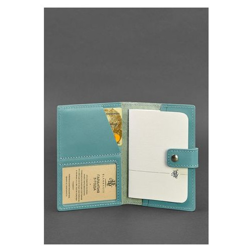 Жіноча шкіряна обкладинка для паспорта 5.0 (з віконцем) бірюзова Blank Note BN-OP-5-tiffany фото №2