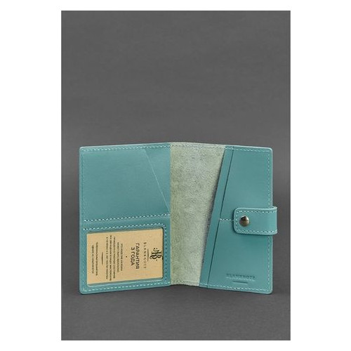 Жіноча шкіряна обкладинка для паспорта 5.0 (з віконцем) бірюзова Blank Note BN-OP-5-tiffany фото №3
